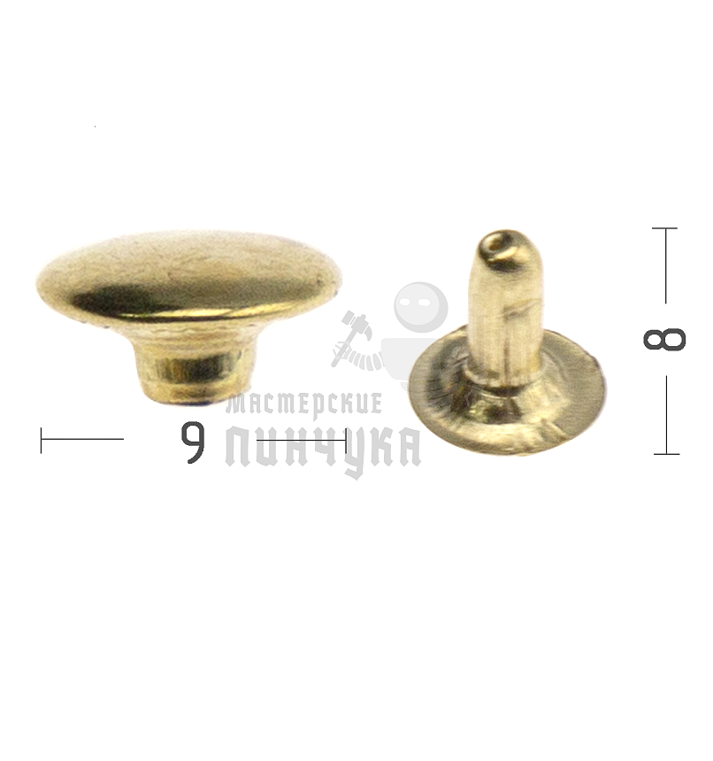 Хольнитены 9x8мм сталь цв золото