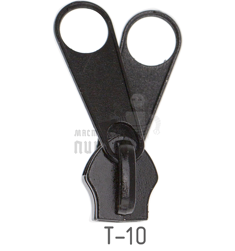 Бегунок для спиральной молнии, тип 10, сумочный, цв. черный 322 ДВОЙНОЙ