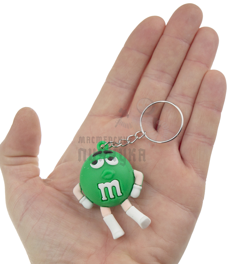 Брелок для ключей "M&M" цв.зеленый с кольцом