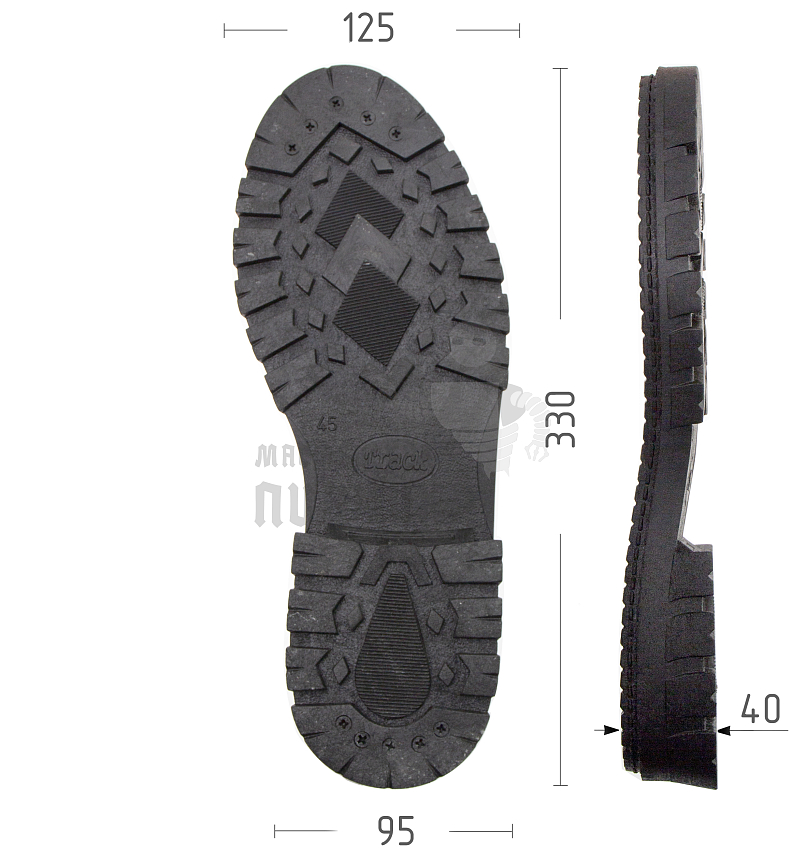 Подошва муж. "Track", Киров 33065-М р. 45, цв. черный