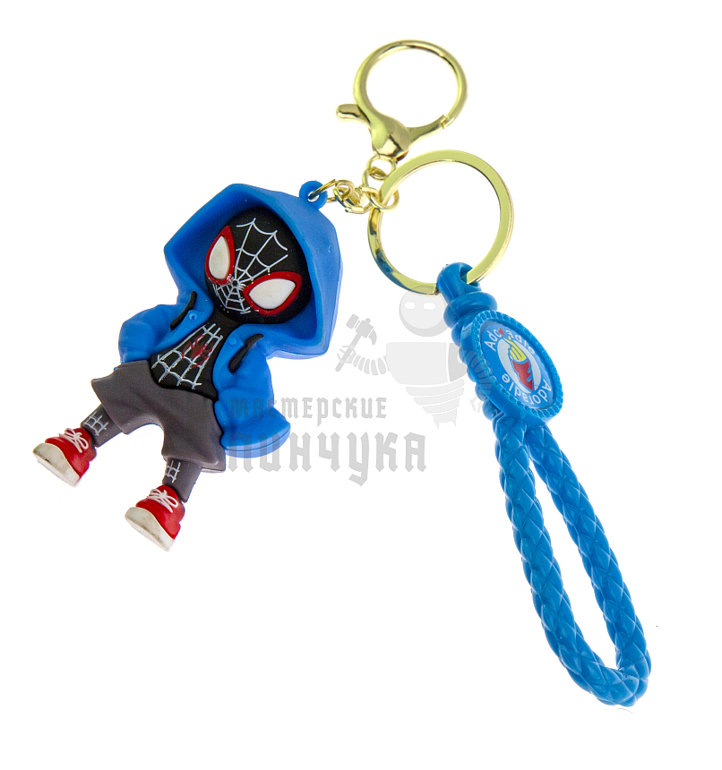 Брелок для ключей "Человек-Паук" цв.голубой + карабин