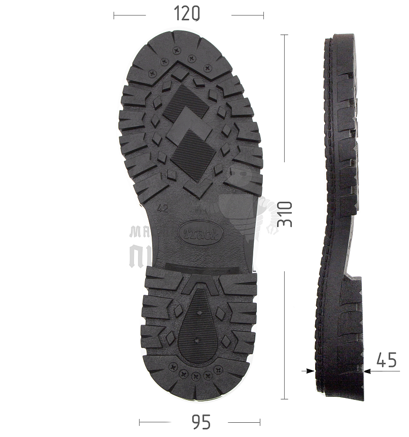 Подошва муж. "Track", Киров 33065-М р. 42, цв. черный