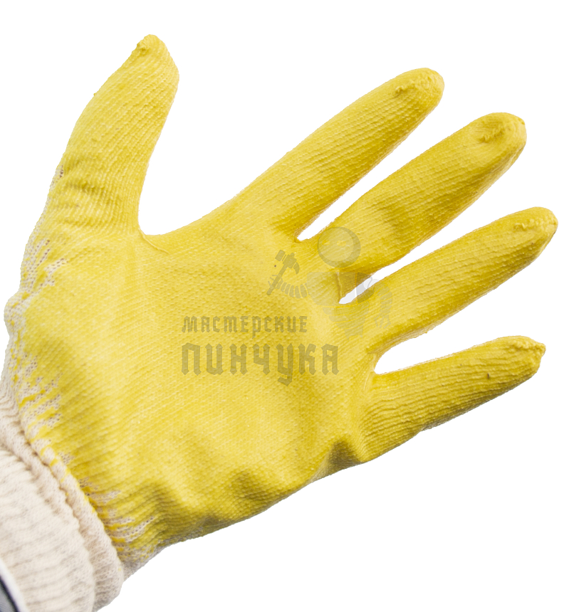 Перчатки трикотажные с однослойным латексным обливом (желтый)