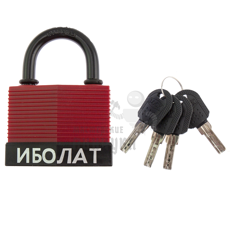 Навесной замок "ИБОЛАТ" 80мм (красный)