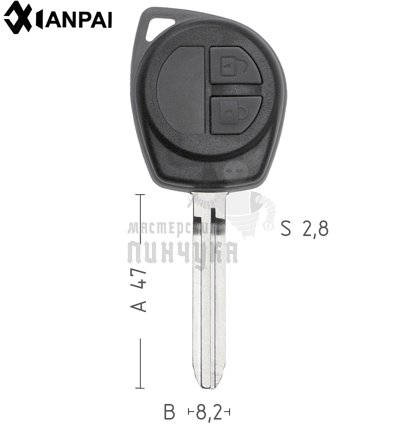Корпус ключа SZ22 2 кнопки КНР   SUZUKI