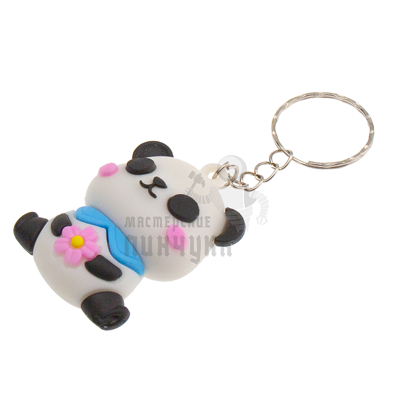 Брелок для ключей "Панда с синим воротничком"