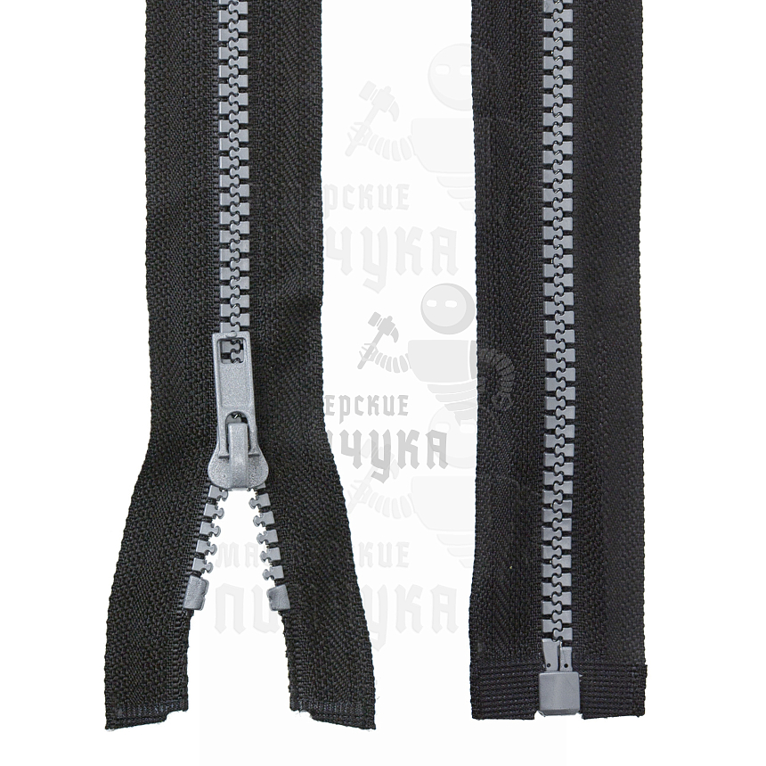 Молния тракторная, тип 5, 80см, цв. черный 322 / серый