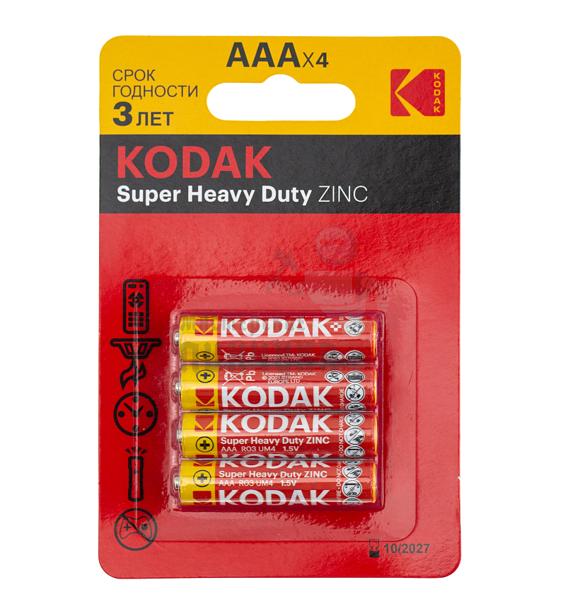 Батарейка Kodak SUPER HEAVY DUTY Zinc R03 AAA BL4 1.5V (4/48/240/54000)