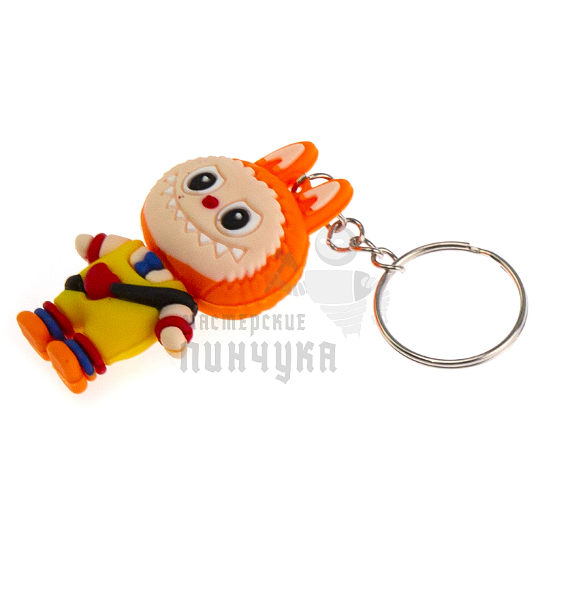 Брелок для ключей "LABUBU" с сердцем, цв.оранжевый