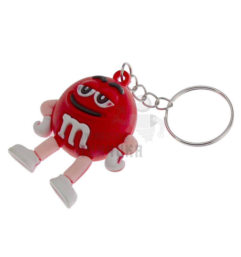 Брелок для ключей "M&M" цв.красный с кольцом