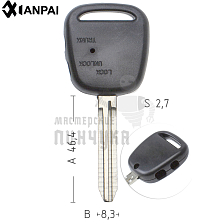 Корпус ключа TOYO-15.P TOY43 TY37R 2 кнопки сбоку КНР  TOYOTA - Чертеж