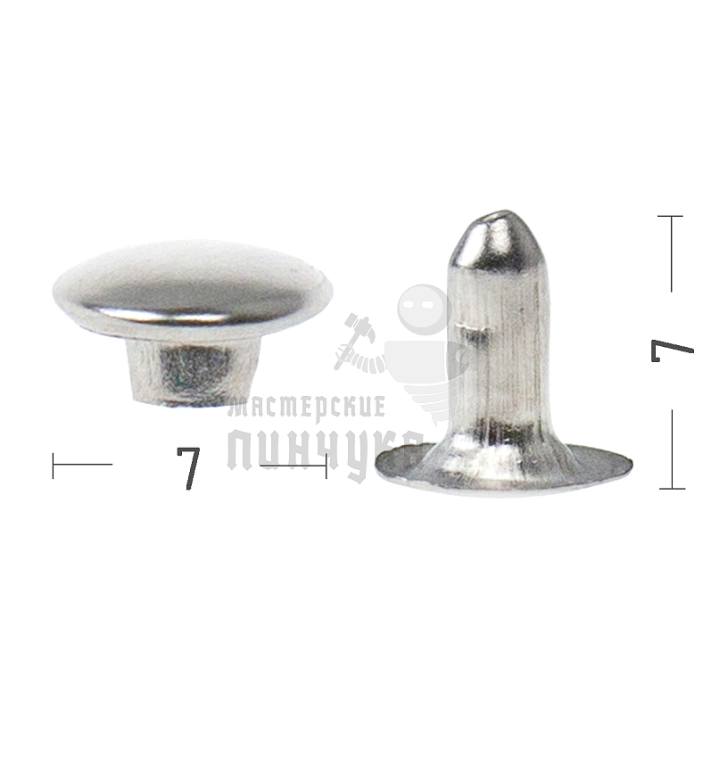 Хольнитены №33. 7х7мм, односторонний, сталь, цв. никель