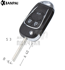 Корпус выкидного ключа OP-11P HU100 HF66P 3 кнопки  КНР /// CHEVROLET - Чертеж