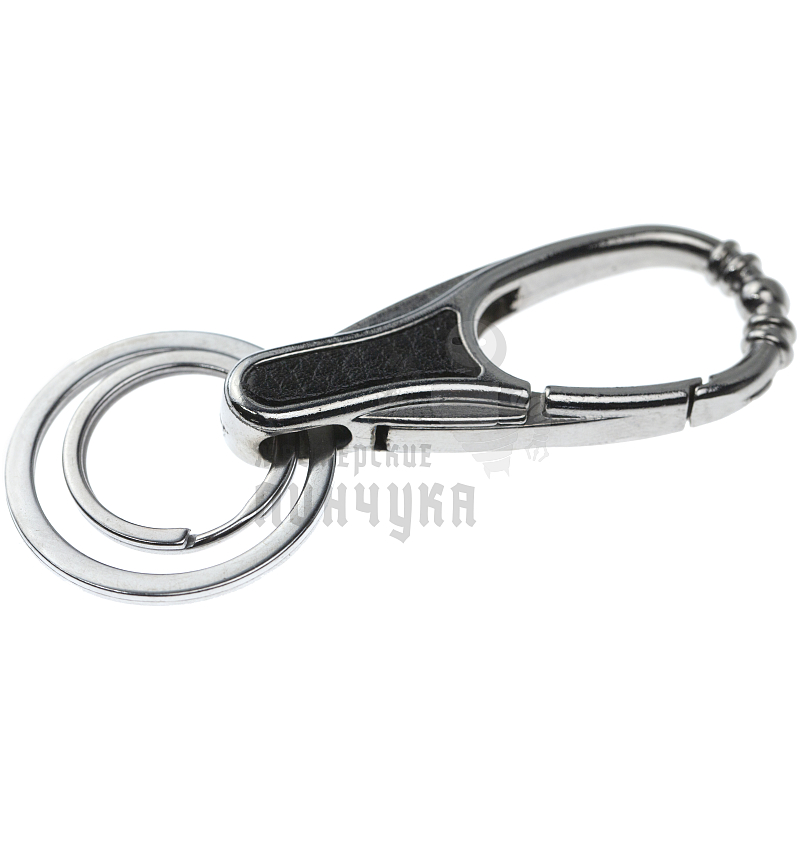 Карабин с двумя кольцами для ключей чёрный