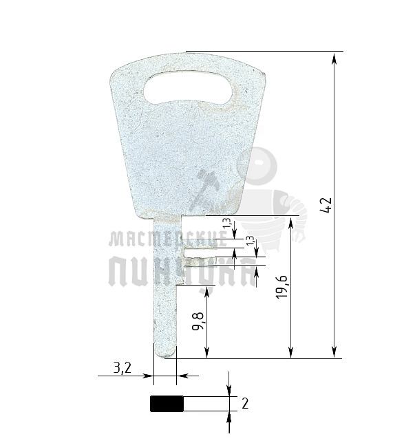 Заготовка ключа для наручников 2