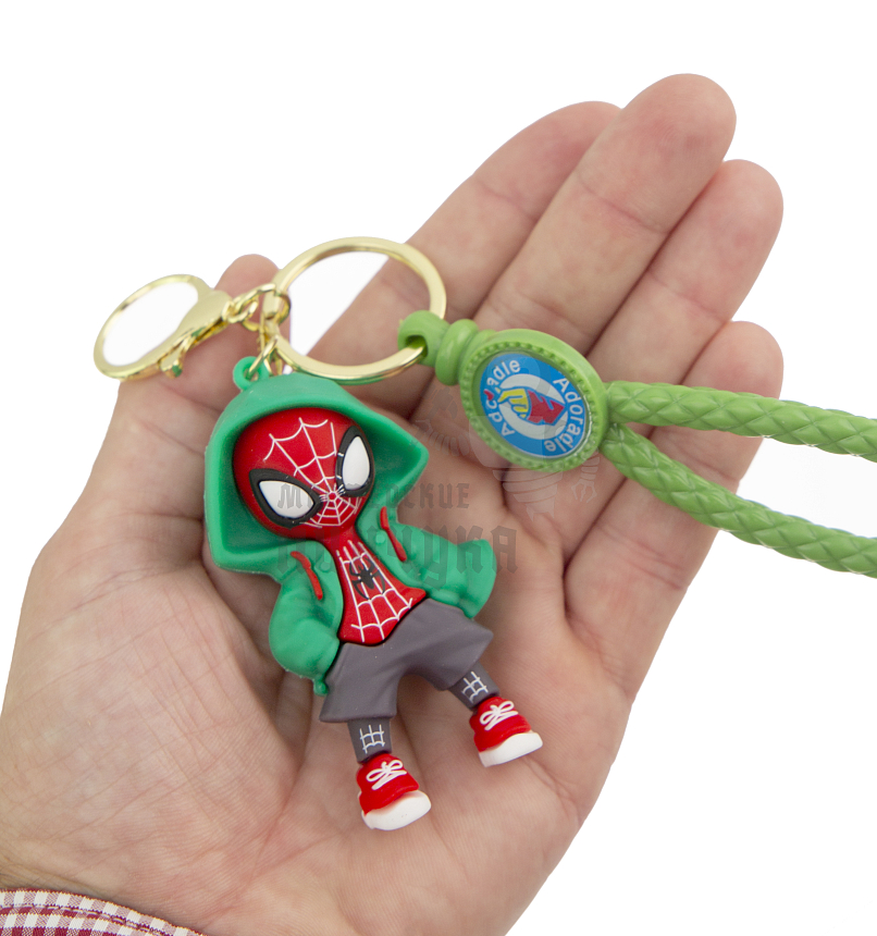 Брелок для ключей "Человек-Паук" цв.зелёный+ карабин