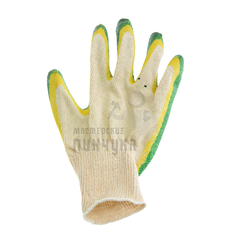 Перчатки трикотажные с двухслойным латексным обливом (зелёный)