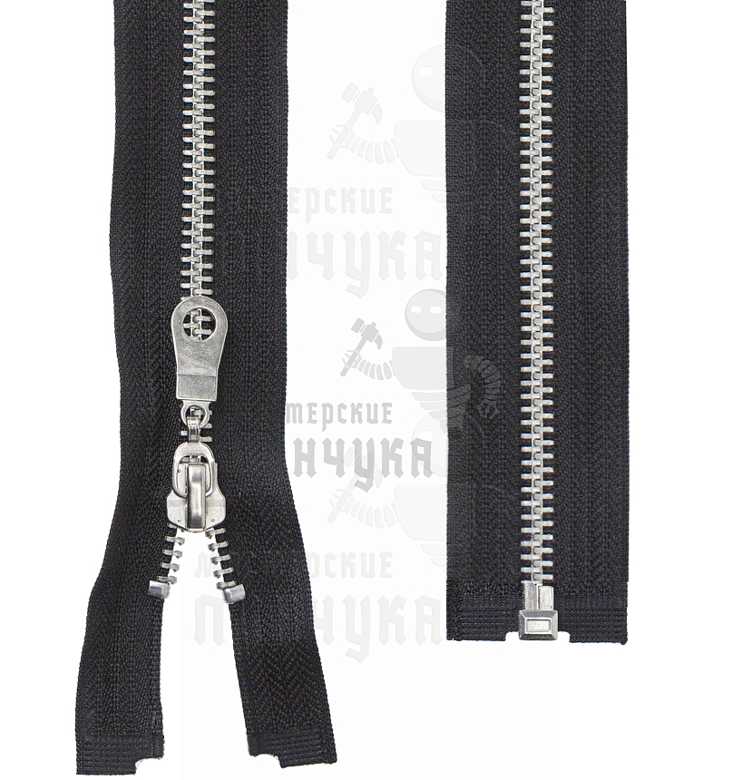 Молния металлическая, тип 5, 55см, цв. черный / никель