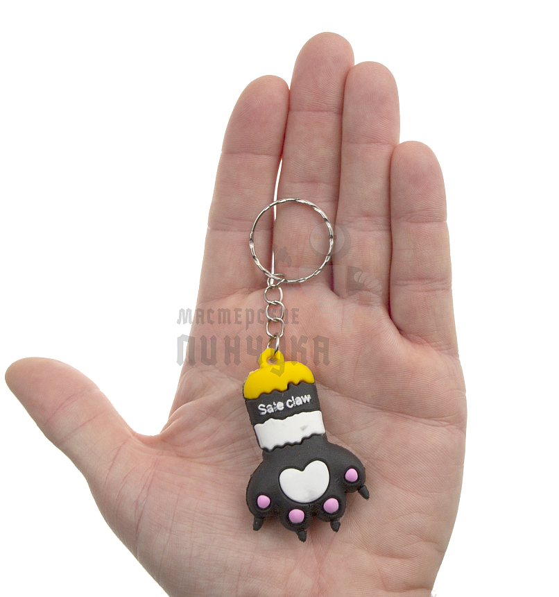 Брелок для ключей "Лапка" цв.черный с кольцом