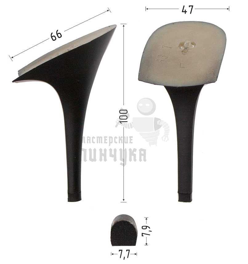 Каблуки ABS (6307) черн.мат. 10,5 см
