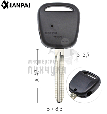 Корпус ключа TOYO-15.P TOY43 TY37R 1 кнопка сбоку КНР // TOYOTA - Чертеж
