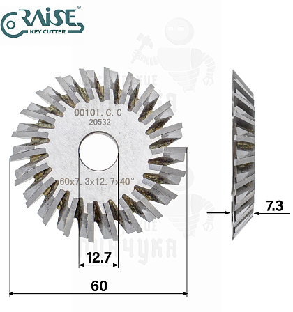 Фреза Raise 0010I. C. C угловая CARBIDE (Ф60X7.3XФ12.7X40°)
