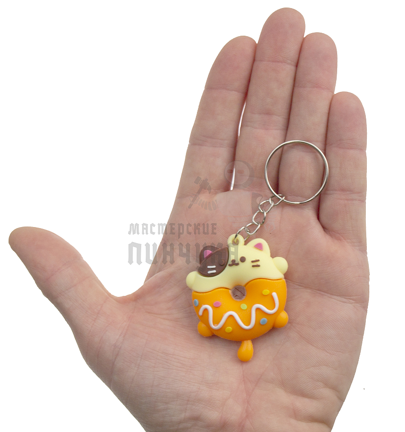 Брелок для ключей "Пончик Котик" с кольцом