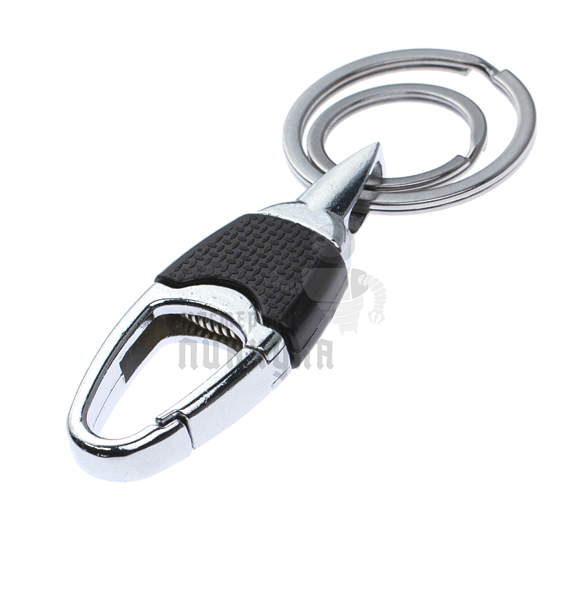 Карабин чёрный с двумя кольцами для ключей овальный