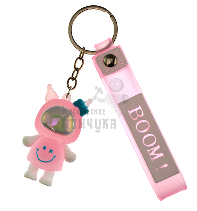 Брелок для ключей светящийся "КУРОМИ" цв. розовый + ремешок