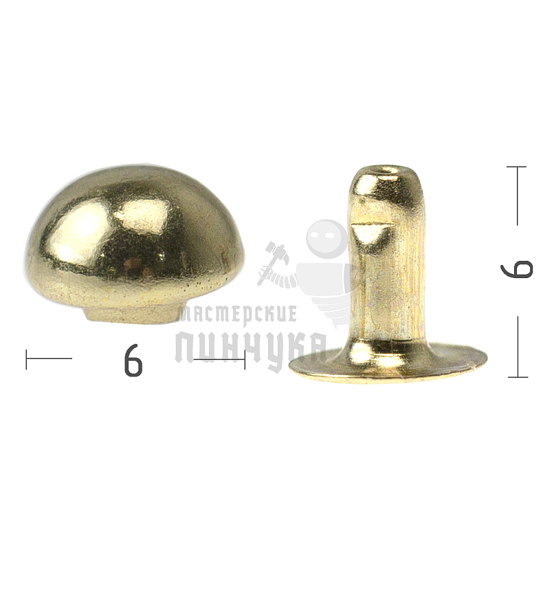 Хольнитены 6х6мм, сфера, односторонний, цв. золото