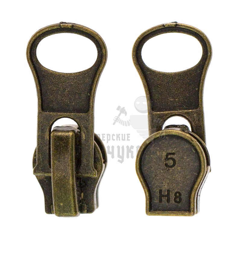 Бегунок для спиральной молнии, тип 5, автомат Груша, цв.антик