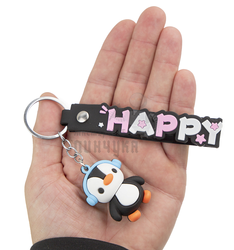 Брелок для ключей "Пингвин" цв.черный + ремешок