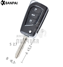 Корпус выкидного ключа TOYO-15.P   TOY43P   TY51P   TY37RP79   TR47P КНР - Чертеж