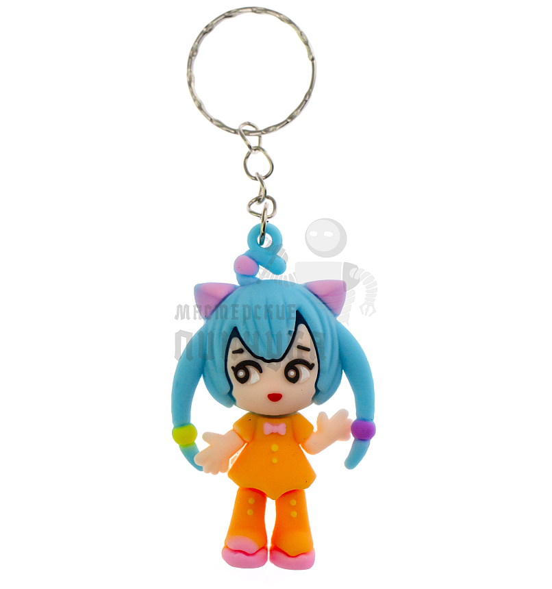 Брелок для ключей "Мику Хацунэ" цв. голубой/оранжевый