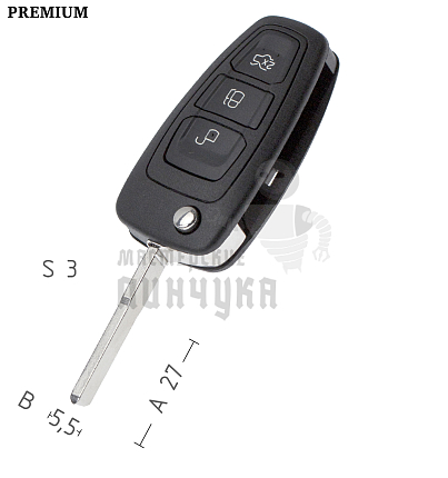 Корпус выкидного ключа FO-24 HU101 HF65 3 кнопки 2 КНР   FORD