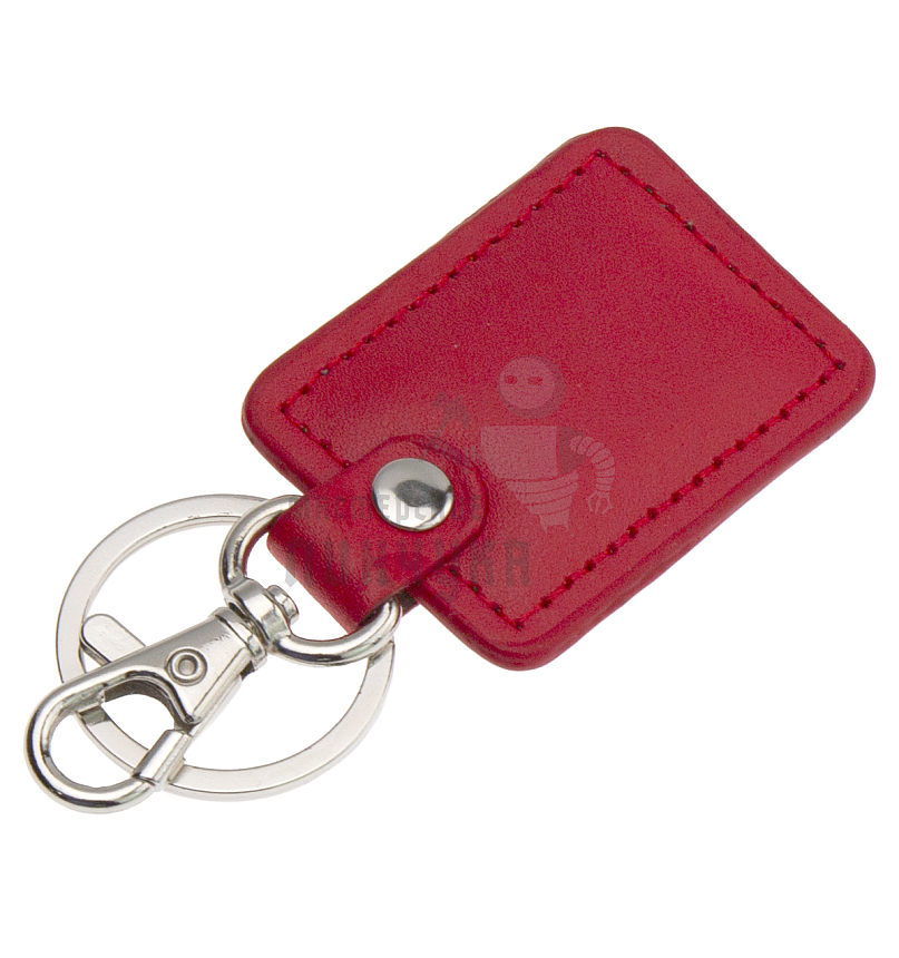 Кожаный брелок квадрат, с кольцом и карабином