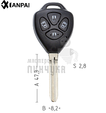 Корпус ключа TOYO-15.P TOY43 TY37R 4 кнопки КНР  TOYOTA - Чертеж