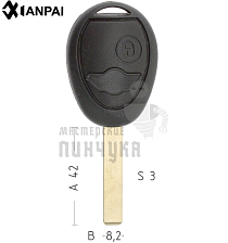 Корпус ключа BM6P HU92 HF70P 1 кнопка MINI - COOPER КНР - Чертеж