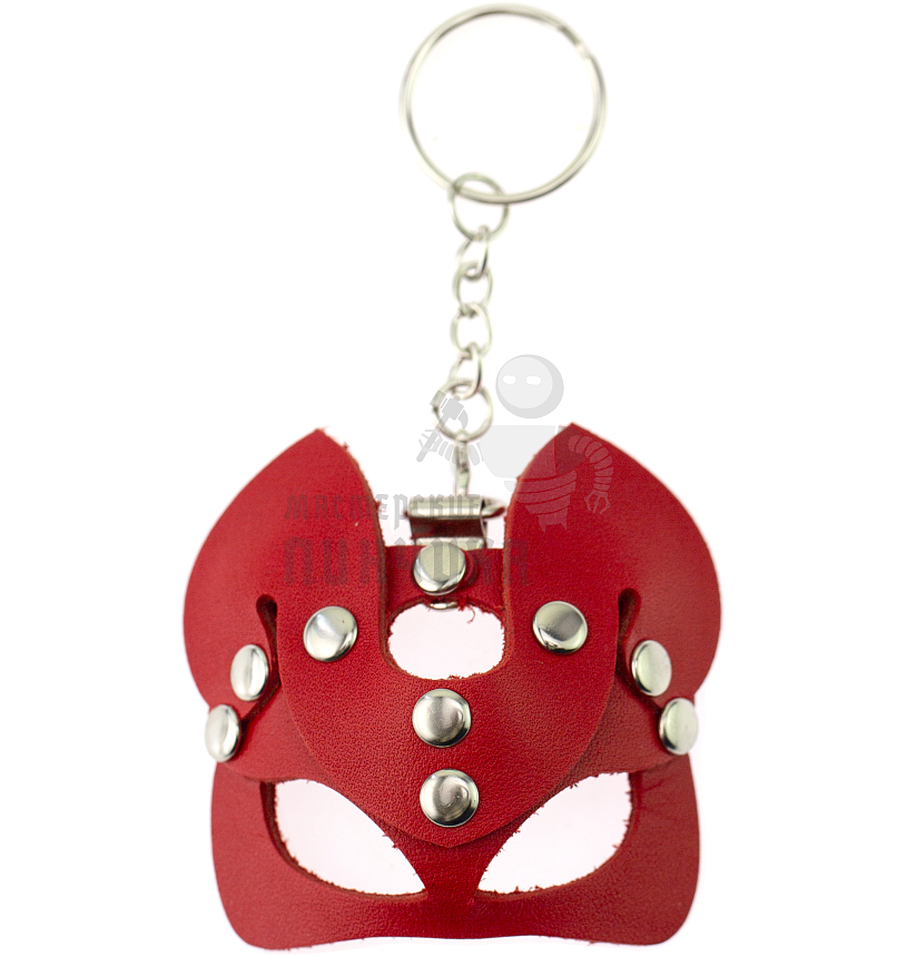 Брелок Кошечка прокрашенный на цепочке с кольцом, цв.красный