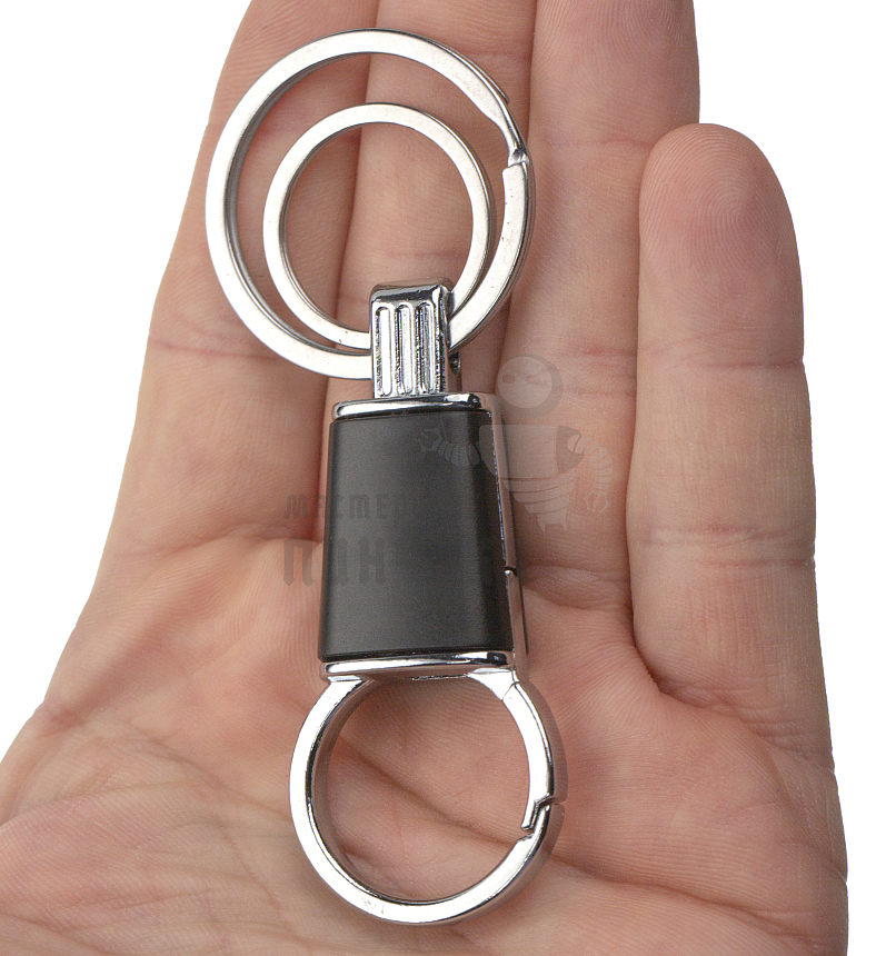 Карабин с двумя кольцами для ключей чёрный